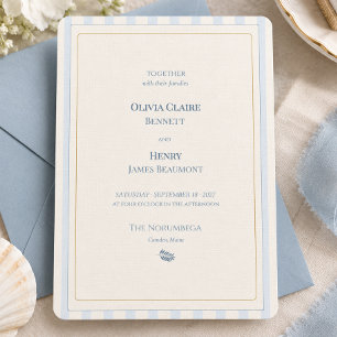 Faire-part de mariage élégant bleu poussiéreux ivo