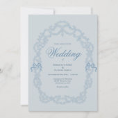 Faire-part de mariage élégant bleu vintage (Devant)