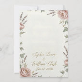 Faire-part de mariage Élégant Blush Peony (Dos)