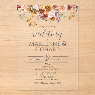 Faire-part de mariage élégant bohème en acrylique