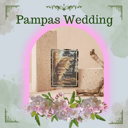 Faire-part de mariage élégant Boho à l'herbe de Pa