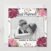 Faire-part de mariage élégant bordeaux et rose (Devant)