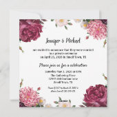 Faire-part de mariage élégant bordeaux et rose (Dos)