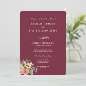 Faire-part de mariage - Elégant bordeaux floral (Debout devant)