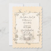 Faire-part de mariage élégant brillant cadre ivoir (Devant)