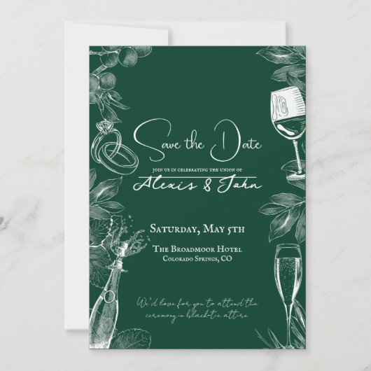 Faire-part de Mariage Élégant Carte de sauvegarde (Devant)