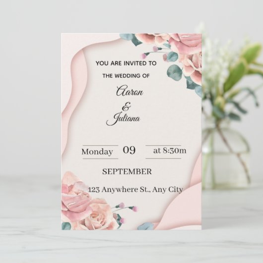 Faire-part de mariage élégant – Classique personna (Debout devant)