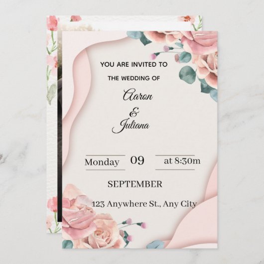 Faire-part de mariage élégant – Classique personna (Devant / Derrière)