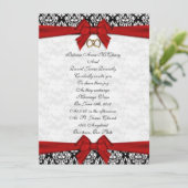 Faire-part de mariage élégant Damask avec arc roug (Debout devant)