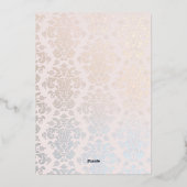 Faire-part de mariage élégant damassé argent crème (Verso)