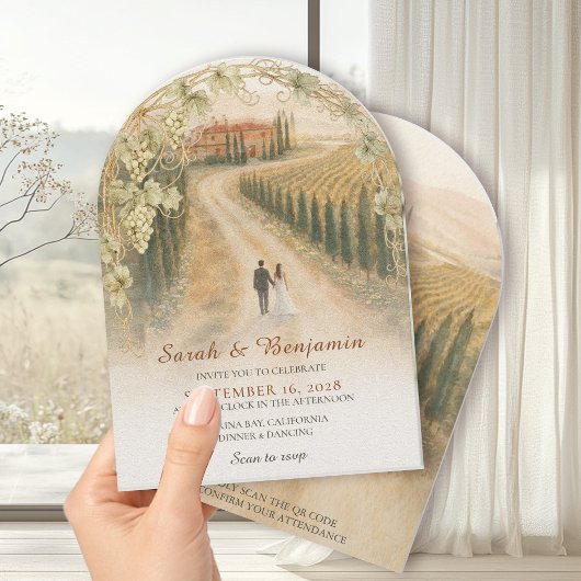 Faire-Part de Mariage Élégant d'Arche de Vignoble