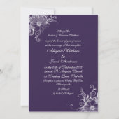 Faire-part de mariage élégant de fleur pourpre et (Devant)