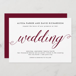 Faire-part de mariage élégant de manuscrit de