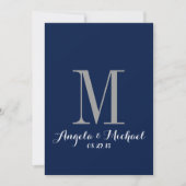 Faire-part de mariage élégant de monogramme bleu d (Devant)
