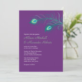 Faire-part de mariage Élégant de plumes de paon vi (Debout devant)