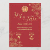 Faire-part de mariage élégant de style chinois (Dos)