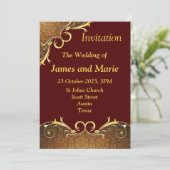 Faire-part de mariage élégant, défilement bordeaux (Debout devant)