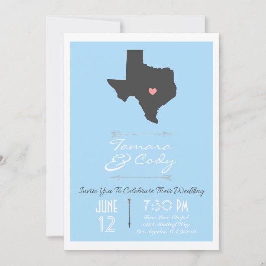 Faire-part de mariage élégant d'état du Texas de (Devant)