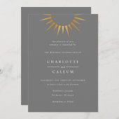 Faire-part de mariage élégant du soleil d'art déco (Devant / Derrière)