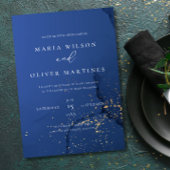 Faire-part de mariage élégant en bleu marine et or