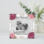 Faire-part de mariage élégant en bordeaux et rose (Debout devant)