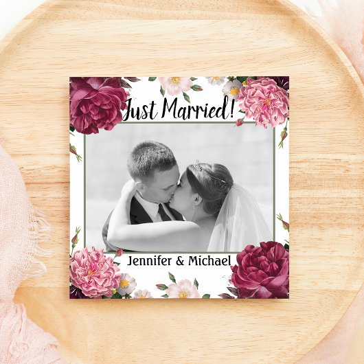 Faire-part de mariage élégant en bordeaux et rose