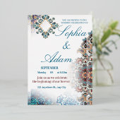 Faire-part de mariage élégant en carreaux marocain (Debout devant)