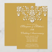 Faire-part de mariage élégant en damassé or pour a (Devant / Derrière)