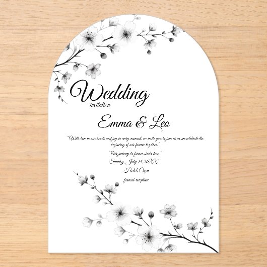 Faire-part de mariage élégant en forme d'arche ave (Recto)