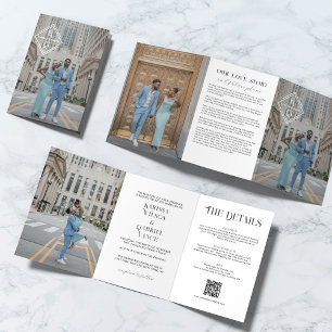 Faire-part de mariage élégant en forme de trifold