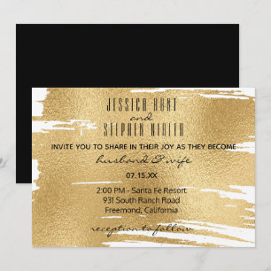 Faire-part de mariage élégant en noir et or
