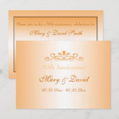 Faire-part de mariage élégant en or pour anniversa (Devant / Derrière)