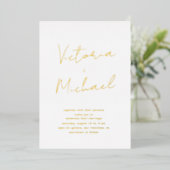 Faire-part de mariage élégant en typographie scrip (Debout devant)