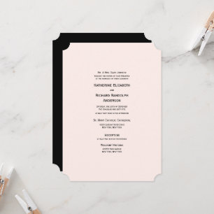 Faire-part de mariage élégant et formel rose et no
