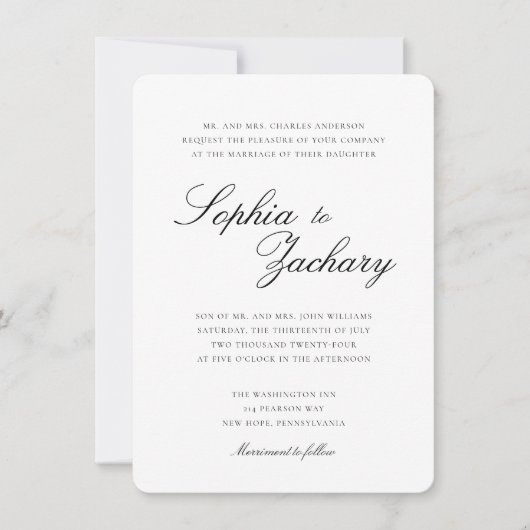 Faire-part de mariage élégant et intemporel (Devant)