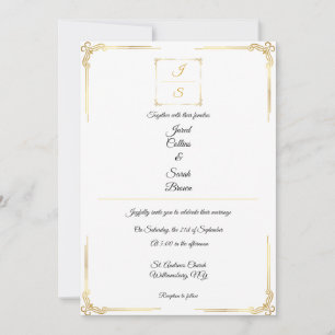 Faire-part de mariage élégant et intemporel en or
