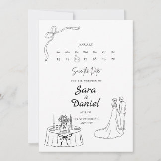 Faire-part de mariage élégant et minimaliste pour
