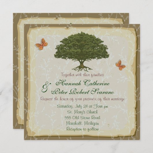 Faire-part de mariage élégant et rustique sous un  (Devant / Derrière)