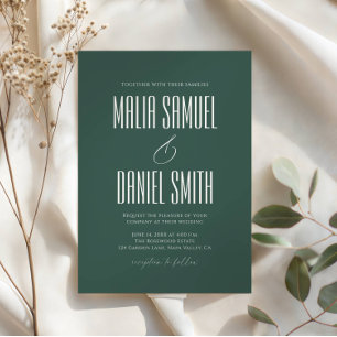 Faire-part de mariage élégant et rustique vert éme