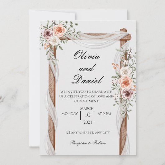 Faire-part de mariage, élégant et simple (Devant)