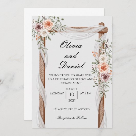 Faire-part de mariage, élégant et simple (Devant / Derrière)