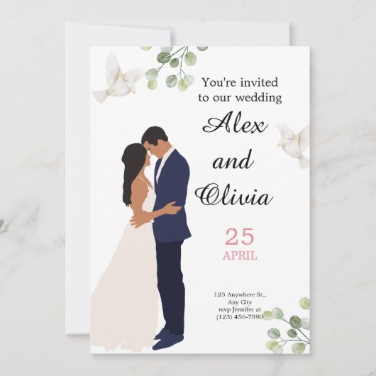 FAIRE-PART DE MARIAGE, ÉLÉGANT ET SIMPLE (Devant)