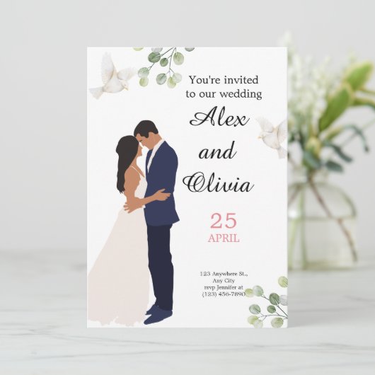 FAIRE-PART DE MARIAGE, ÉLÉGANT ET SIMPLE (Debout devant)