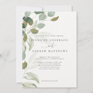 Faire-part de mariage élégant eucalyptus verdure s