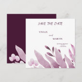 Faire-part de mariage élégant feuilles grandes mon (Devant / Derrière)