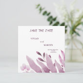 Faire-part de mariage élégant feuilles grandes mon (Debout devant)