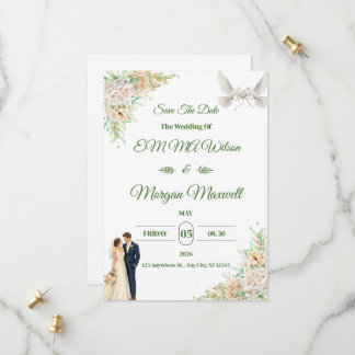 Faire-part de mariage Elegant Flora Save The Date