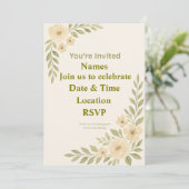 Faire-Part de Mariage Élégant Floral Personnalisab (Debout devant)