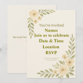 Faire-Part de Mariage Élégant Floral Personnalisab (Devant / Derrière)