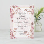Faire-part de mariage élégant, floral rose marbré (Debout devant)